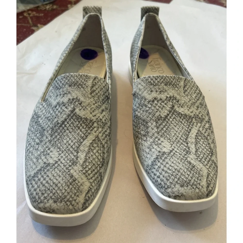Franco Sarto Size 8.5 Boston Slip On Snake Animal Print Loafer Comfort Shoe Gray